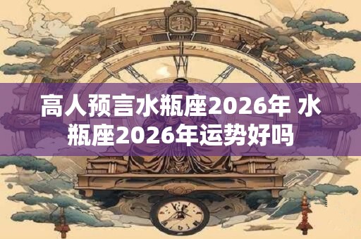 高人预言水瓶座2026年 水瓶座2026年运势好吗