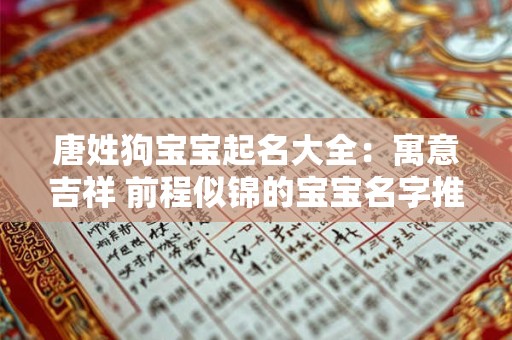 唐姓狗宝宝起名大全：寓意吉祥 前程似锦的宝宝名字推荐！