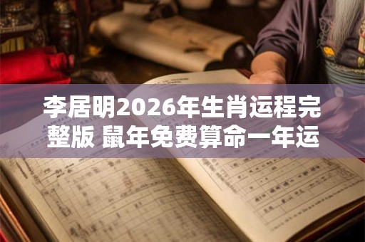 李居明2026年生肖运程完整版 鼠年免费算命一年运势