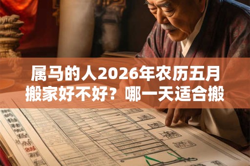 属马的人2026年农历五月搬家好不好？哪一天适合搬家？