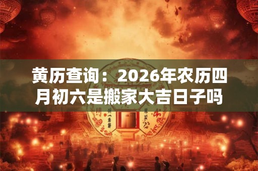 黄历查询：2026年农历四月初六是搬家大吉日子吗