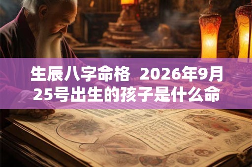 生辰八字命格  2026年9月25号出生的孩子是什么命