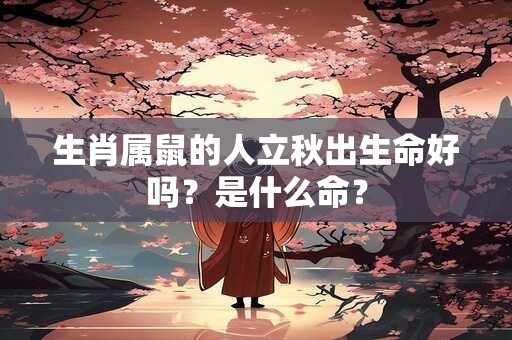 生肖属鼠的人立秋出生命好吗?是什么命? 生肖属鼠的人立秋出生命好吗?是什么命?