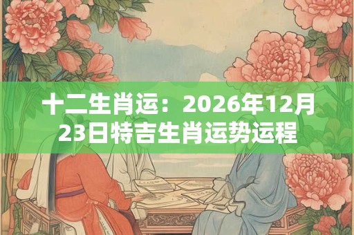 十二生肖运：2026年12月23日特吉生肖运势运程
