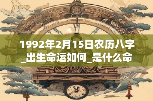 1992年2月15日农历八字_出生命运如何_是什么命 1992年2月15日农历八字_出生命运如何_是什么命