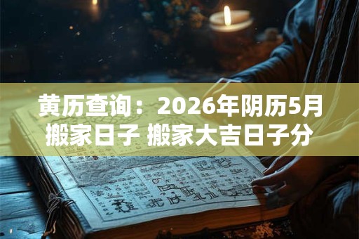 黄历查询：2026年阴历5月搬家日子 搬家大吉日子分析