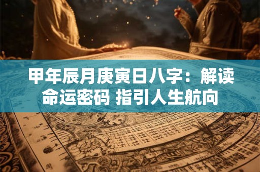 甲年辰月庚寅日八字:解读命运密码 指引人生航向 甲年辰月庚寅日八字:解读命运密码 指引人生航向