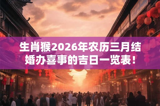 生肖猴2026年农历三月结婚办喜事的吉日一览表！