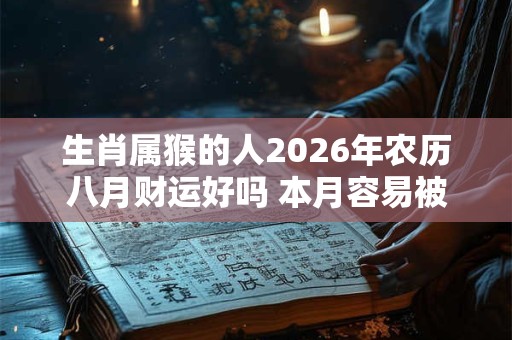 生肖属猴的人2026年农历八月财运好吗 本月容易被抢夺机遇