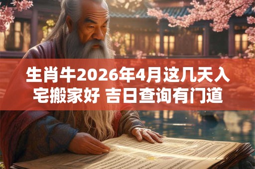 生肖牛2026年4月这几天入宅搬家好 吉日查询有门道