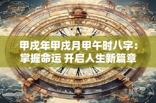 甲戌年甲戌月甲午时八字:掌握命运 开启人生新篇章 甲戌年甲戌月甲午时八字:掌握命运 开启人生新篇章