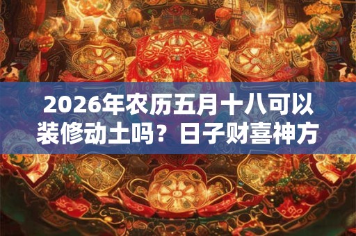 2026年农历五月十八可以装修动土吗？日子财喜神方位？