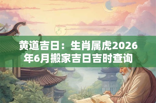 黄道吉日：生肖属虎2026年6月搬家吉日吉时查询