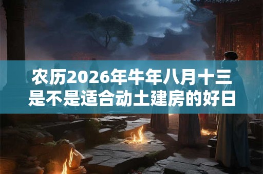 农历2026年牛年八月十三是不是适合动土建房的好日子？