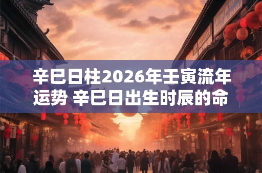 辛巳日柱2026年壬寅流年运势 辛巳日出生时辰的命运