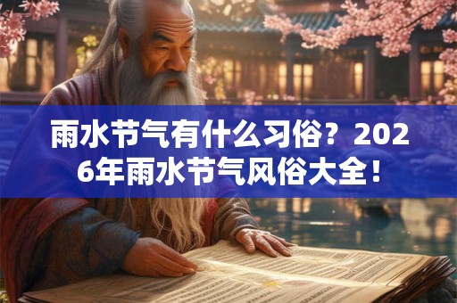 雨水节气有什么习俗？2026年雨水节气风俗大全！