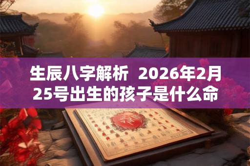 生辰八字解析  2026年2月25号出生的孩子是什么命