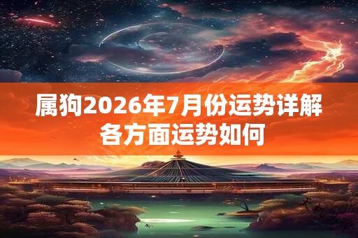 属狗2026年7月份运势详解 各方面运势如何