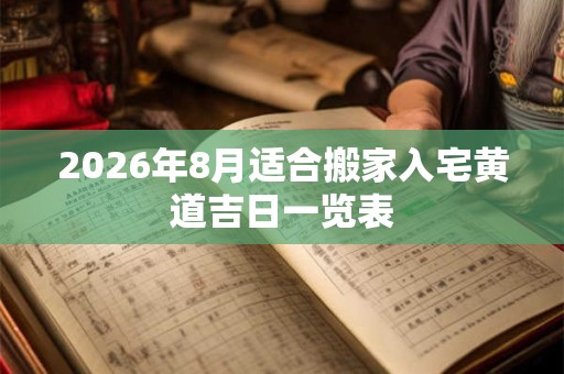 2026年8月适合搬家入宅黄道吉日一览表