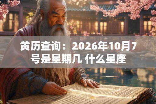 黄历查询：2026年10月7号是星期几 什么星座