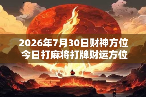 2026年7月30日财神方位 今日打麻将打牌财运方位！