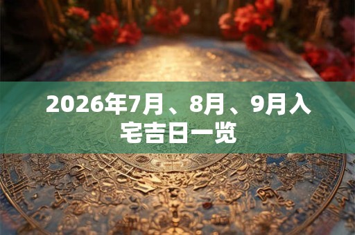 2026年7月、8月、9月入宅吉日一览