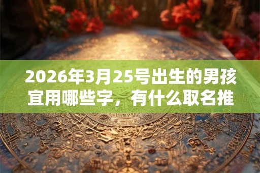 2026年3月25号出生的男孩宜用哪些字，有什么取名推荐？