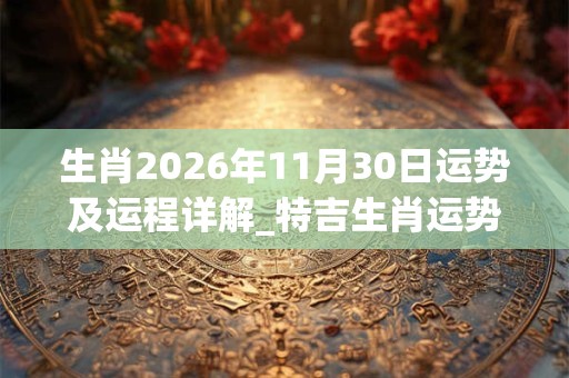 生肖2026年11月30日运势及运程详解_特吉生肖运势吉凶