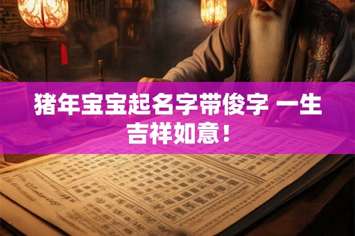 猪年宝宝起名字带俊字 一生吉祥如意！