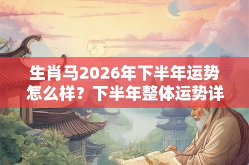 生肖马2026年下半年运势怎么样？下半年整体运势详解