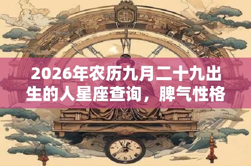 2026年农历九月二十九出生的人星座查询，脾气性格有什么特征？