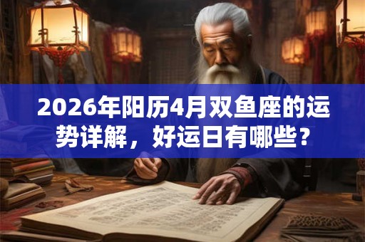 2026年阳历4月双鱼座的运势详解，好运日有哪些？