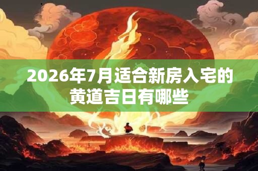2026年7月适合新房入宅的黄道吉日有哪些