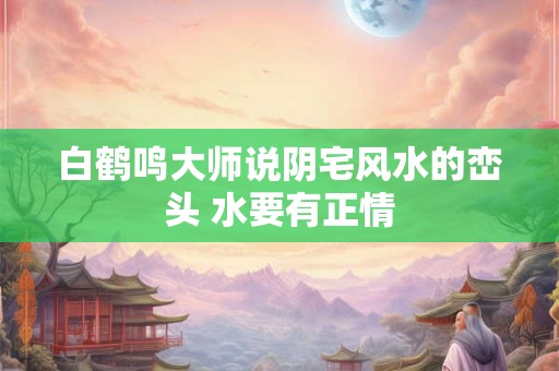 白鹤鸣大师说阴宅风水的峦头 水要有正情