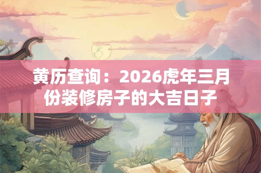 黄历查询：2026虎年三月份装修房子的大吉日子