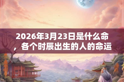 2026年3月23日是什么命，各个时辰出生的人的命运