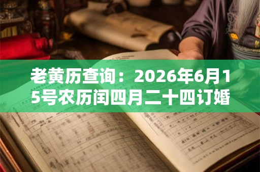 老黄历查询：2026年6月15号农历闰四月二十四订婚好吗