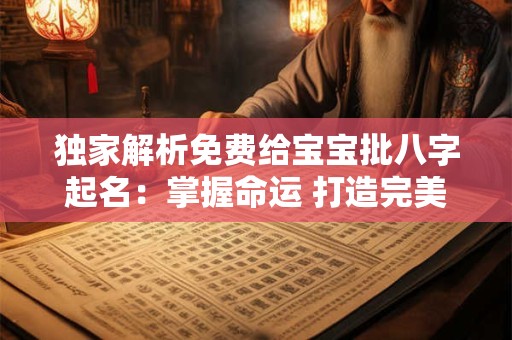 独家解析免费给宝宝批八字起名：掌握命运 打造完美人生！