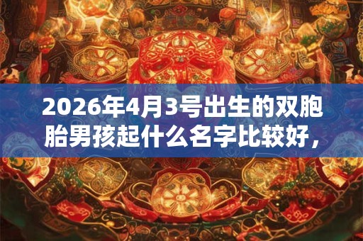 2026年4月3号出生的双胞胎男孩起什么名字比较好，五行属什么