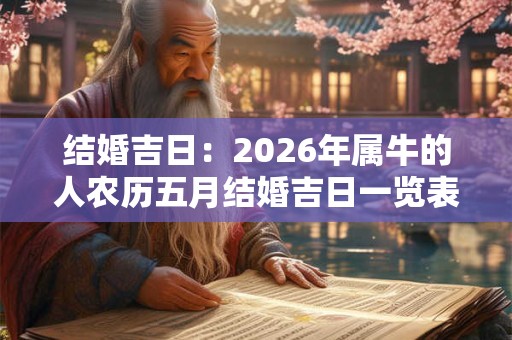 结婚吉日：2026年属牛的人农历五月结婚吉日一览表！