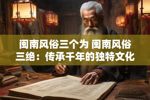 闽南风俗三个为 闽南风俗三绝：传承千年的独特文化风情