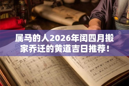 属马的人2026年闰四月搬家乔迁的黄道吉日推荐！
