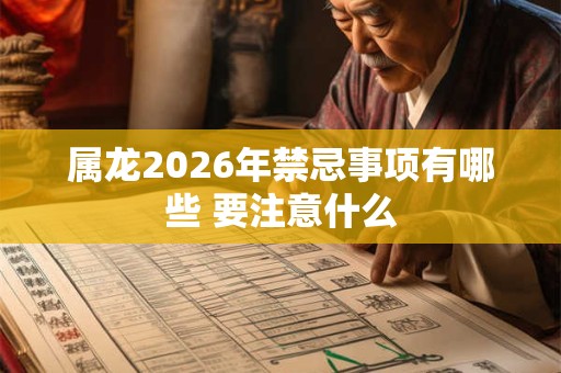 属龙2026年禁忌事项有哪些 要注意什么