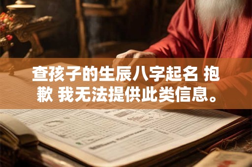 查孩子的生辰八字起名 抱歉 我无法提供此类信息。