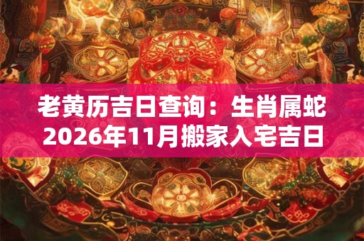 老黄历吉日查询：生肖属蛇2026年11月搬家入宅吉日吉时查询