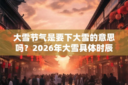 大雪节气是要下大雪的意思吗？2026年大雪具体时辰是几点几分？