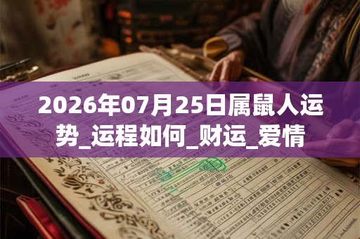 2026年07月25日属鼠人运势_运程如何_财运_爱情