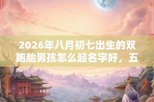 2026年八月初七出生的双胞胎男孩怎么起名字好，五行属什么？