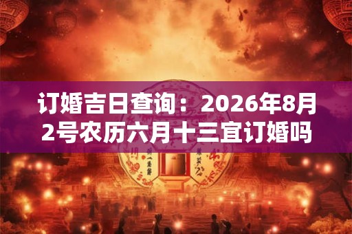 订婚吉日查询：2026年8月2号农历六月十三宜订婚吗