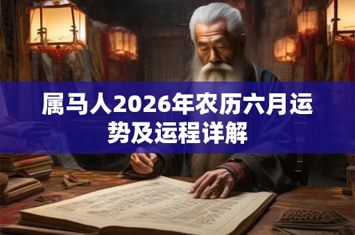 属马人2026年农历六月运势及运程详解